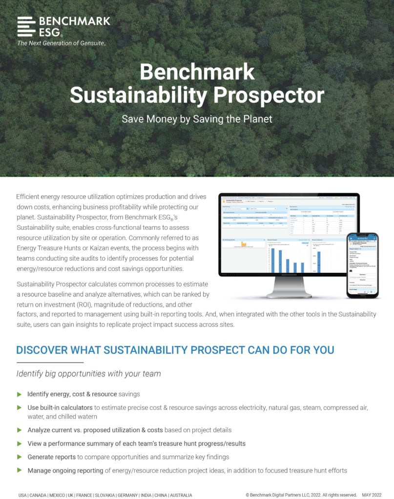 Benchmark Susutainability Prospector Product Brief