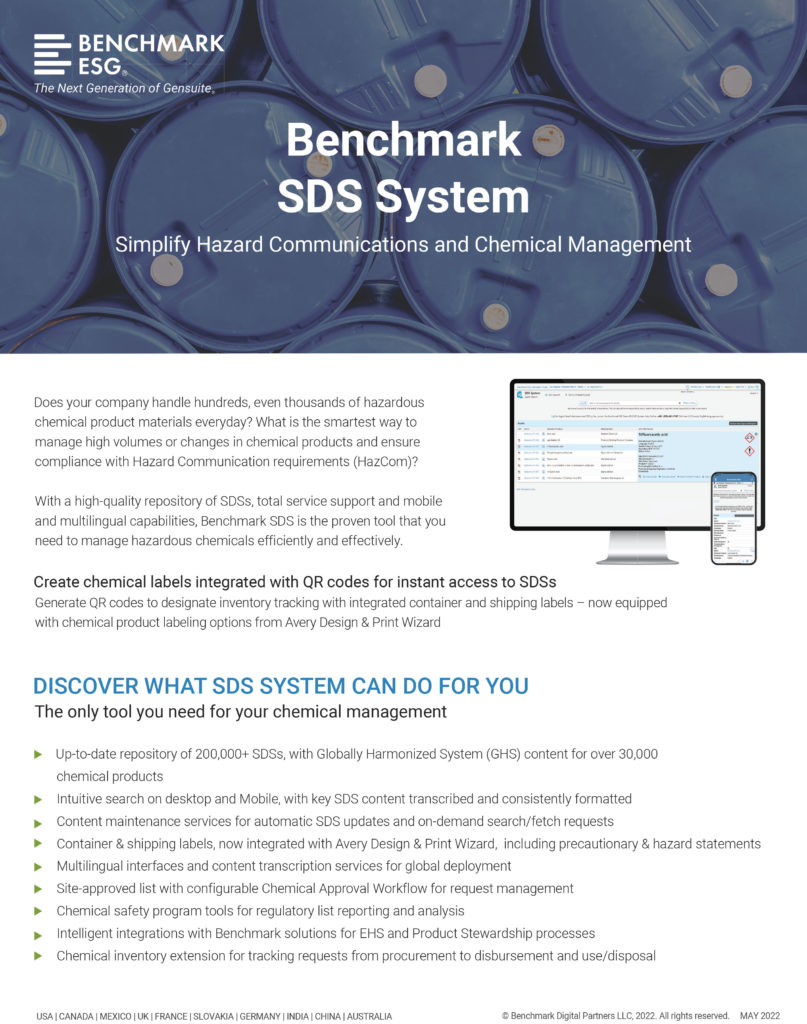 Benchmark SDS SYsytem Product Brief