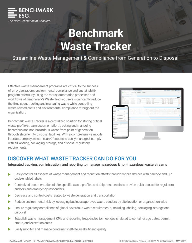Benchmark Waste Tracker Product Brief