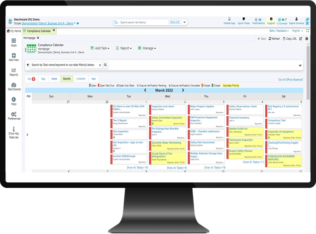 Desktop with Compliance Calendar Display