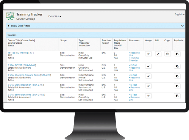 Computer Monitor with Training Tracker Screenshot