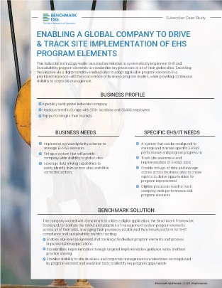 Enabling a Global Company to Drive & Track Site Implementation of EHS Program Case Study